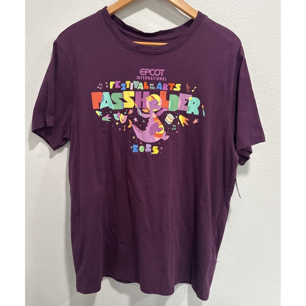 2025 Disney Parks Epcot Festival of Arts Figment Purple T-Shirt New Size L